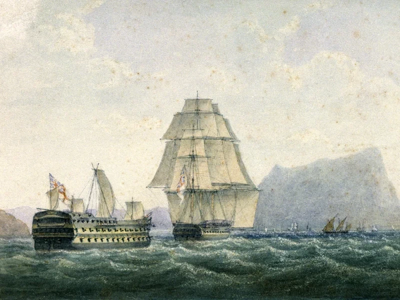 1790-Paul Harris Nicolas - Belleisle al seguito della Naiade al largo di Gibilterra
